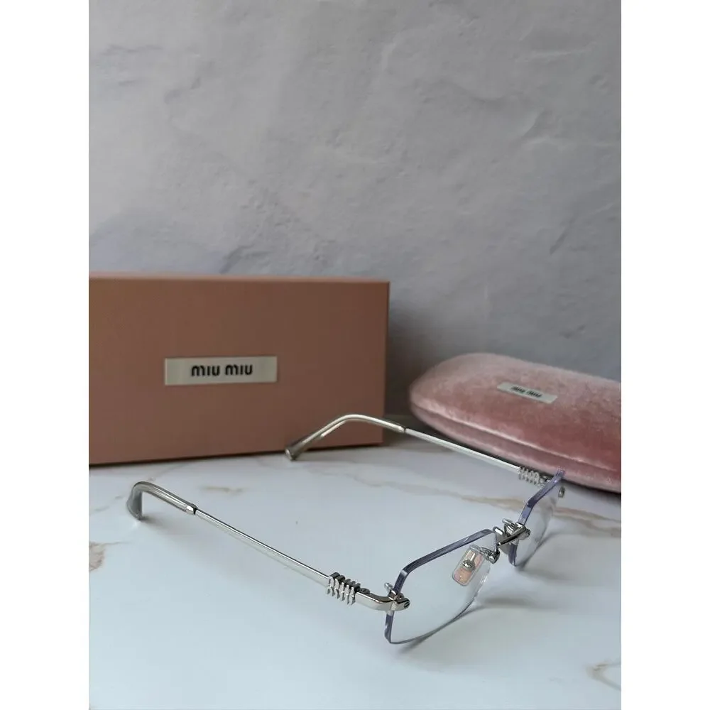 NEW Miu Miu MU50YV Silver Rimless Eyeglasses Frames $518